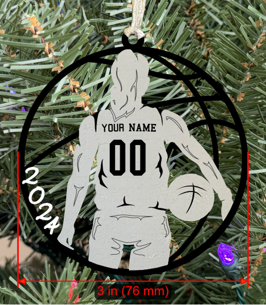 Personalizable Basketball Ornament (Female, Single Layer) with Year on Frame