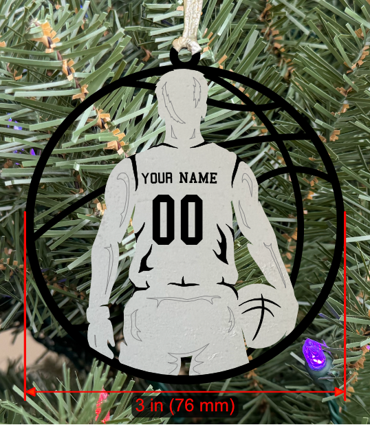 Personalizable Basketball Ornament (Male, Single Layer) without Year on Frame