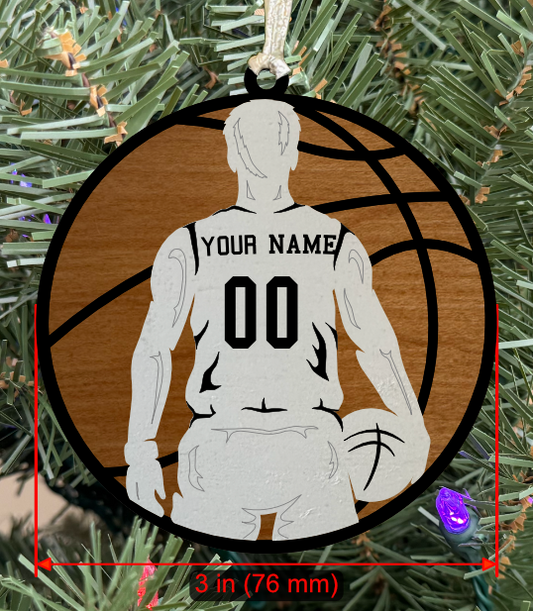 Personalizable Basketball Ornament (Male, Two Layer) without Year on Frame