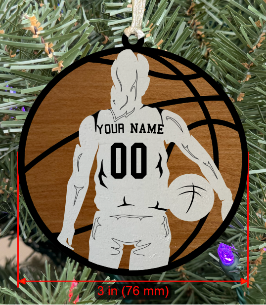 Personalizable Basketball Ornament (Female, Two Layer) without Year on Frame