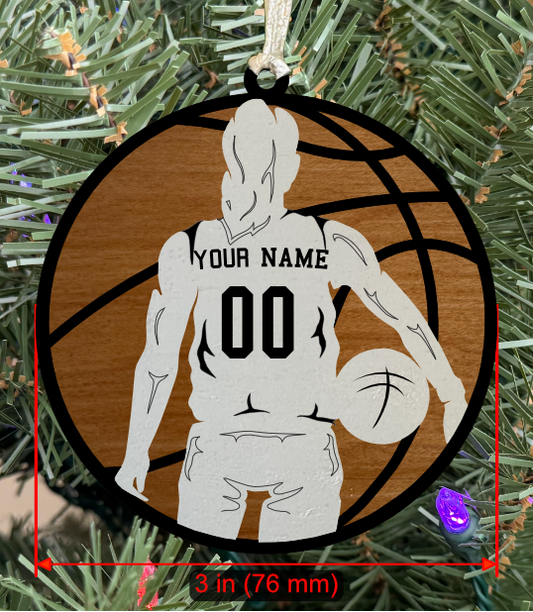 Personalizable Basketball Ornament (Female, Two Layer) without Year on Frame