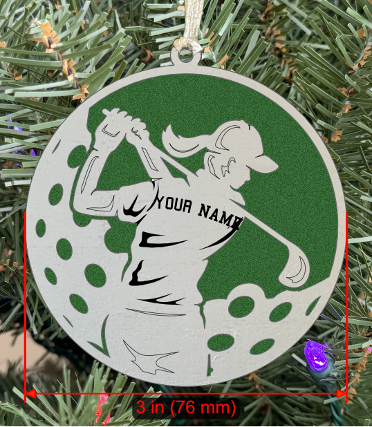 Personalizable Golf Ornament (Female, Two Layer) without Year on Frame