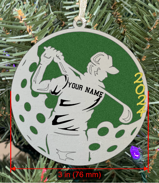 Personalizable Golf Ornament (Male, Two Layer) with Year on Frame