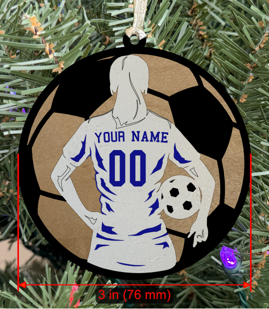 Personalizable Soccer Ornament (Female, Two Layer) without Year on Frame