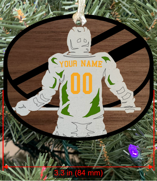 Personalizable Hockey Ornament (Male, Two Layer) without Year on Frame