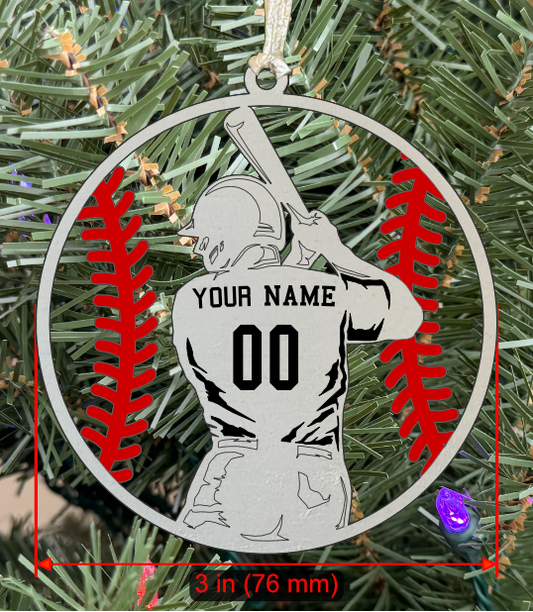 Personalizable Baseball Ornament (Male, Single Layer) without Year on Frame