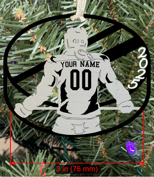 Personalizable Hockey Ornament (D0002.001, Female, Single Layer) with Year on Frame