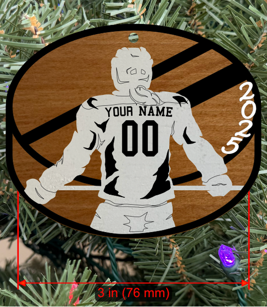 Personalizable Hockey Ornament (D0002.001, Female, Two Layer) with Year on Frame