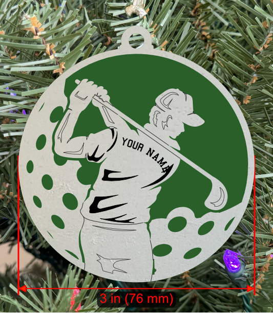 Personalizable Golf Ornament (D0002.001, Male, Two Layer) without Year on Frame