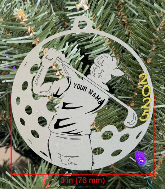 Personalizable Golf Ornament (D0002.001, Male, Single Layer) with Year on Frame