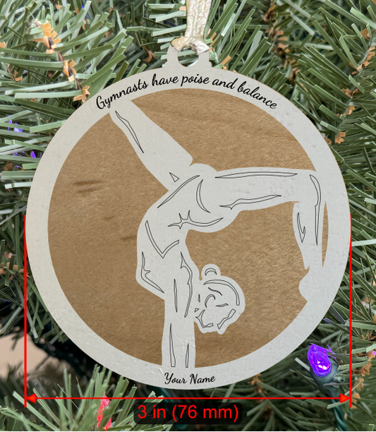 Personalizable Gymnastics Ornament (D0001.001, Female, Two Layer) without Year on Frame