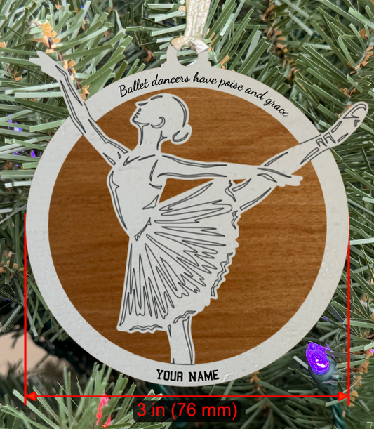 Personalizable Ballet Ornament (Female, Two Layer) without Year on Frame (D0001.000)