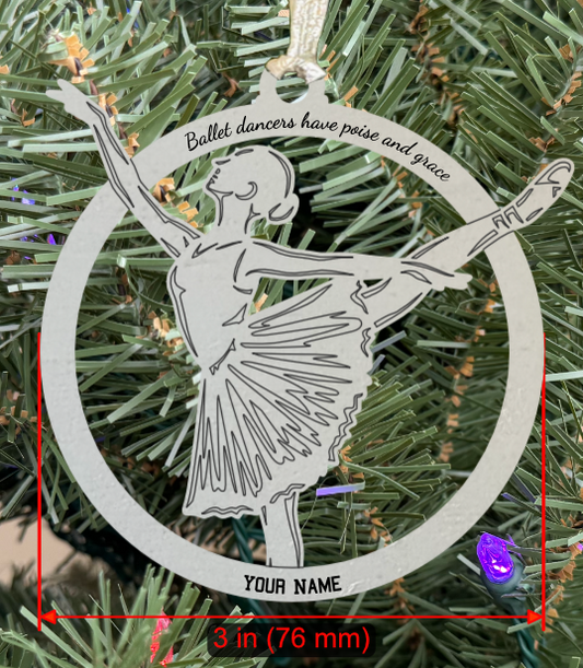 Personalizable Ballet Ornament (Female, Single Layer) without Year on Frame (D0001.000)