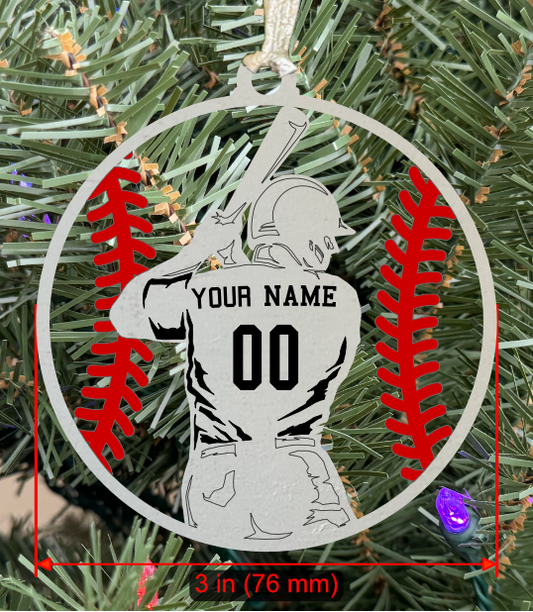 Personalizable Baseball LH Batter Ornament (D0002.002, Male, Single Layer) without Year on Frame