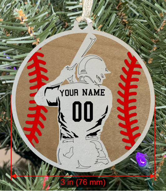Personalizable Baseball LH Batter Ornament (D0002.002, Male, Two Layer) without Year on Frame