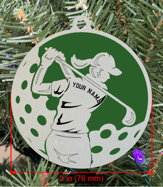 Personalizable Golf Ornament (D0002.001, Female, Two Layer) without Year on Frame