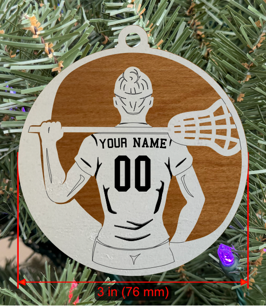 Personalizable Lacrosse Ornament (D0002.001, Female, Two Layer) without Year on Frame