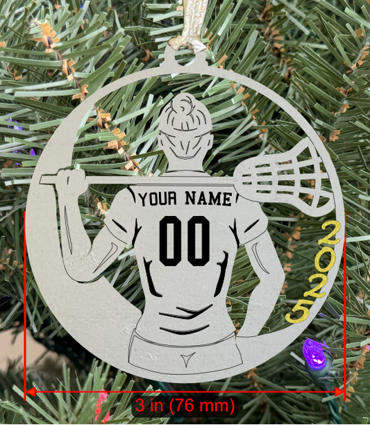 Personalizable Lacrosse Ornament (D0002.001, Female, Single Layer) with Year on Frame