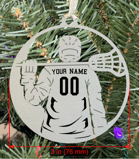 Personalizable Lacrosse Ornament (D0002.001, Male, Single Layer) without Year on Frame