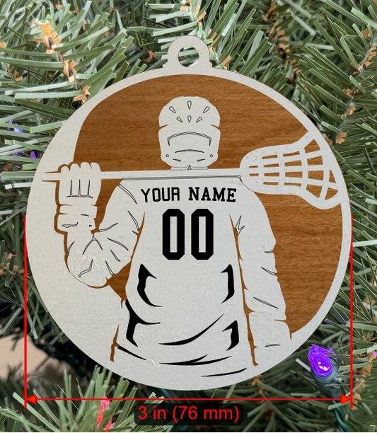 Personalizable Lacrosse Ornament (D0002.001, Male, Two Layer) without Year on Frame