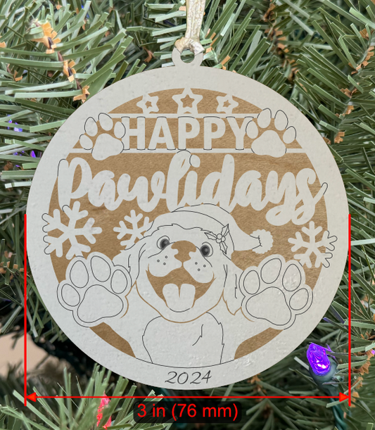 Holiday Pet (Dog) Ornament "Happy Pawlidays"