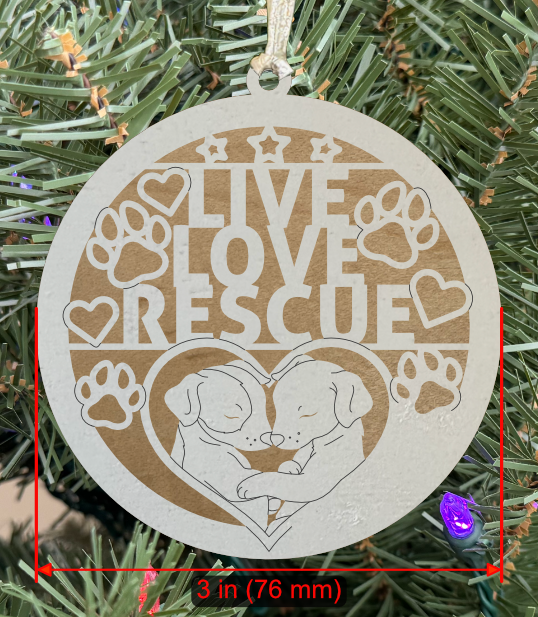 Holiday Pet (Dog) Ornament "Live Love Rescue"