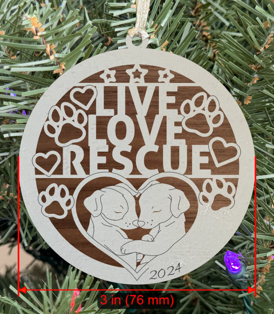 Holiday Pet (Dog) Ornament "Live Love Rescue"