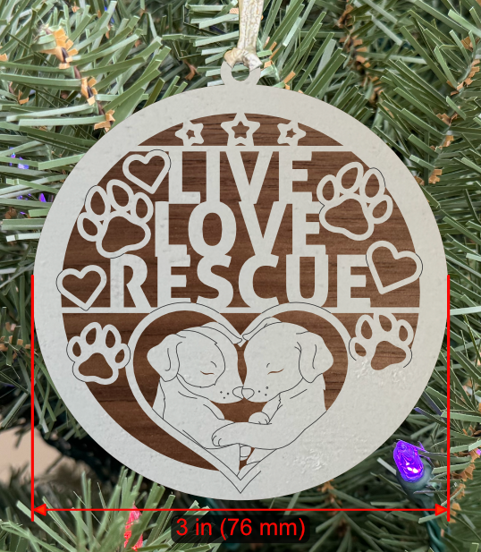 Holiday Pet (Dog) Ornament "Live Love Rescue"