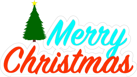 Merry Christmas with Tree (shelf display, winter decor)