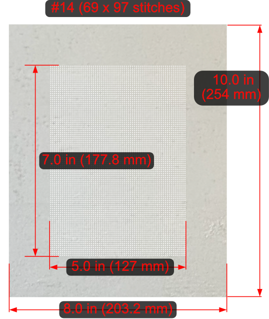 Cross-Stitch Wooden Rectangle Blank (#14 69x97 stitches) 5x7 inch Hole Pattern within 8x10 inch Panel with Square Corners