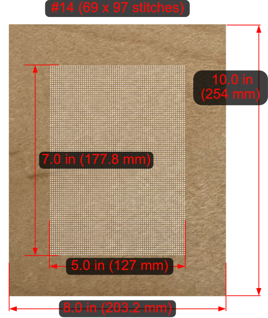 Cross-Stitch Wooden Rectangle Blank (#14 69x97 stitches) 5x7 inch Hole Pattern within 8x10 inch Panel with Square Corners