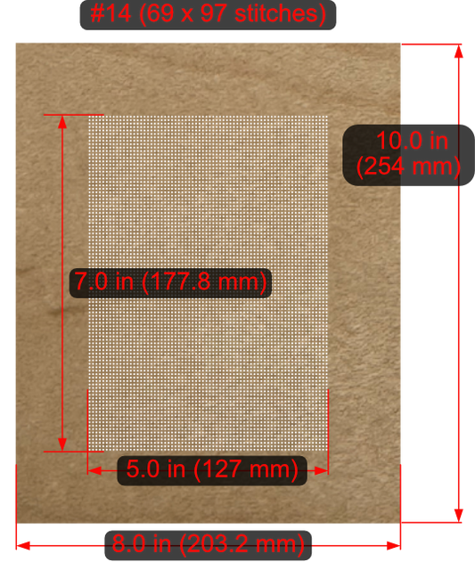 Cross-Stitch Wooden Rectangle Blank (#14 69x97 stitches) 5x7 inch Hole Pattern within 8x10 inch Panel with Square Corners