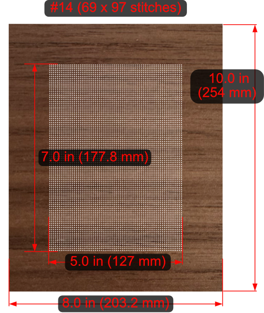 Cross-Stitch Wooden Rectangle Blank (#14 69x97 stitches) 5x7 inch Hole Pattern within 8x10 inch Panel with Square Corners