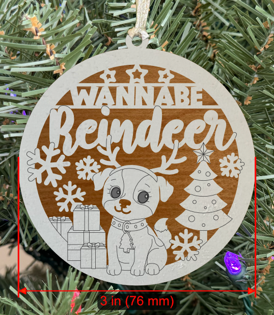 Holiday Pet (Dog) Ornament "Wannabe Reindeer"