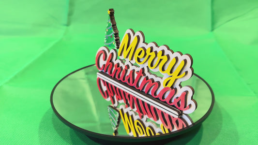 Merry Christmas with Tree (shelf display, winter decor)